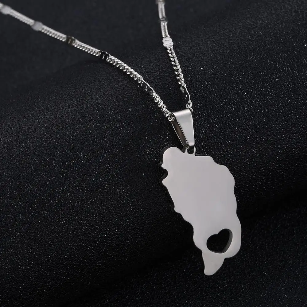 Кулон из нержавеющей стали с изображением карты ожерелья золотого цвета