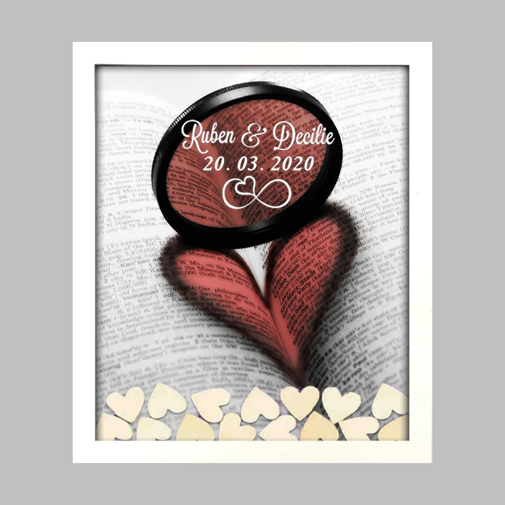 Пользовательские сердца искусственная кожа сладкая Свадебная книга коробка с