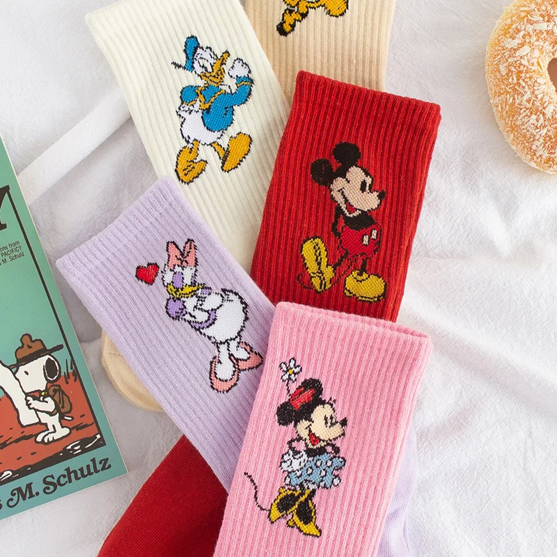 Disney Корейская волна мультфильм милый Микки Минни утки средней длины женские