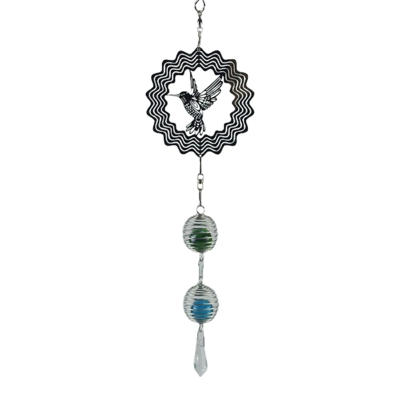 

10cm Stainless Steel 3D Rotating Wind Chime Garden Pendant Wind Bell for Outdoor Balcony Courtyard Home Decoration