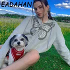 Eadahan 2021 модная Женская осенне-зимняя Толстовка с длинным рукавом и капюшоном с принтом бабочки универсальная Повседневная