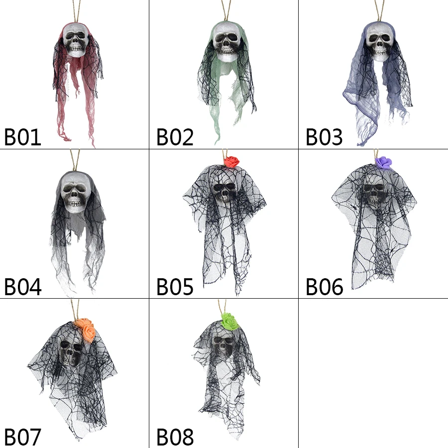 

Halloween Skull Hanging Ornaments Foam Skull Bride Clothes Bone Head Scene Layout Props Haunted House Decorations Party Supplies
