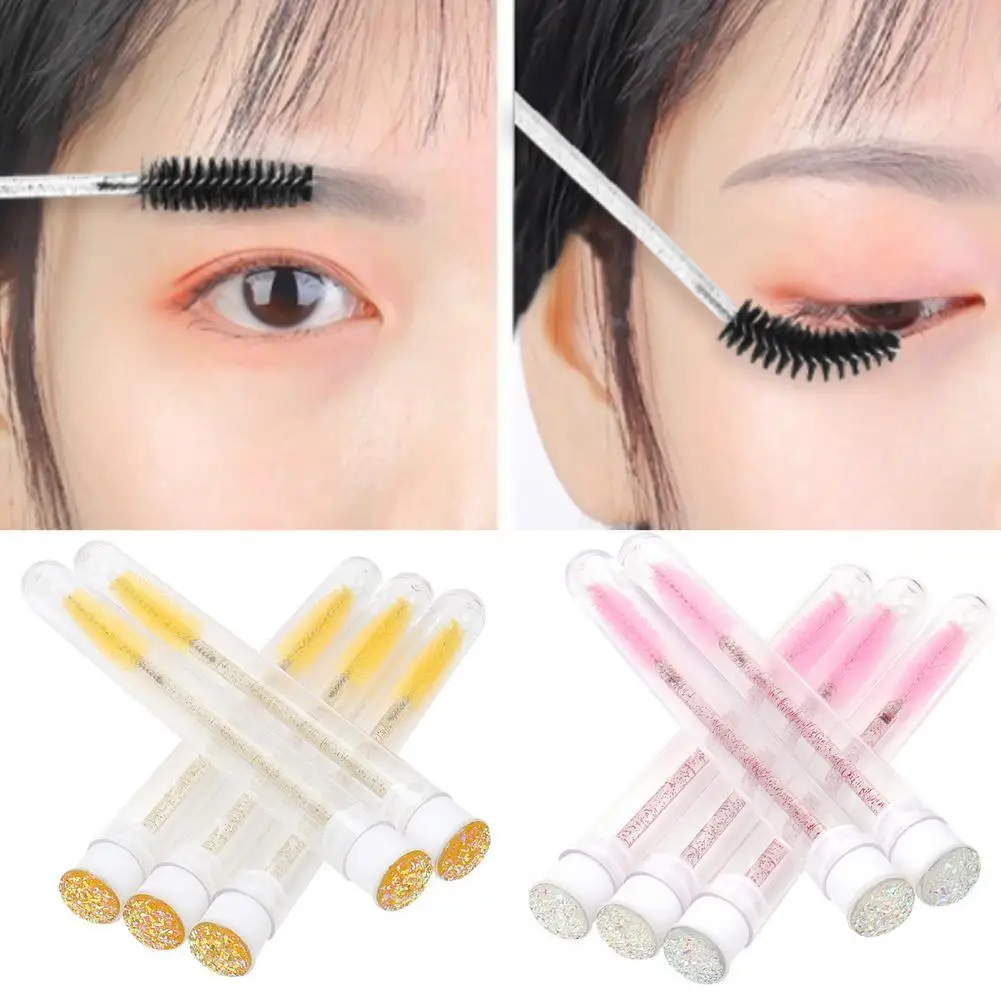 50% Hot Sale 5Pcs Mascara Wand Tube Set Dust-proof Adjustable Disposable Girls Artificial Diamond Eyelash Brush Kit for Women