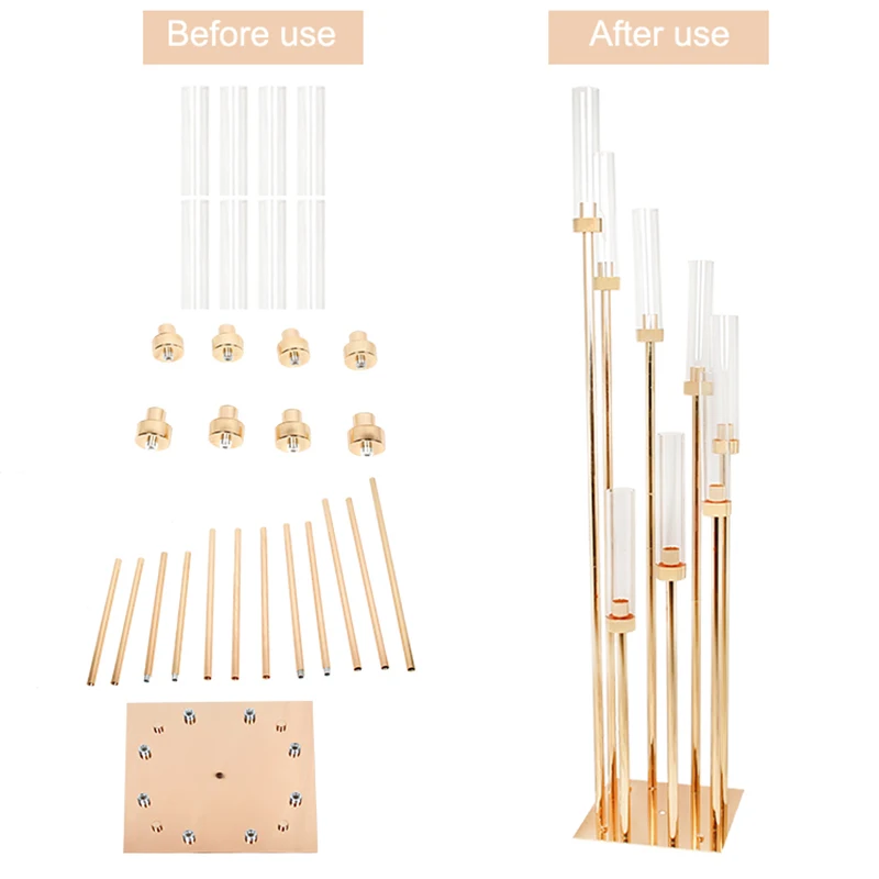 Современный 8 головок золотистого металла подсвечники 39 см в высоту Стильный