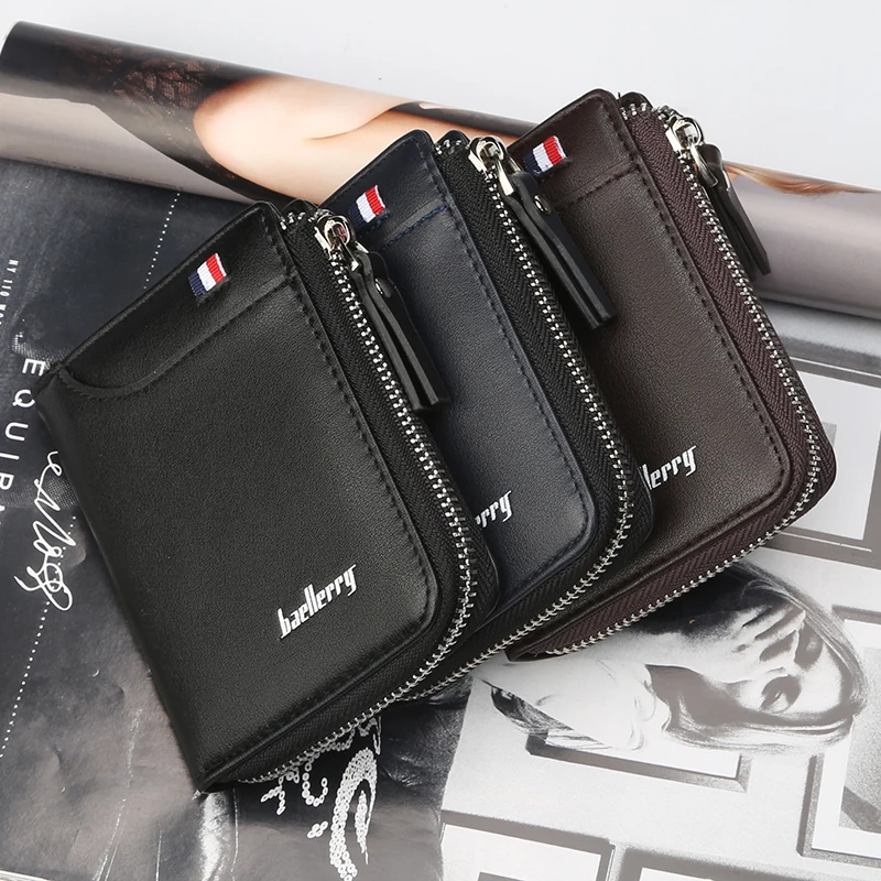 Мужской кошелек мужской короткий вертикальный на молнии Для водительских прав