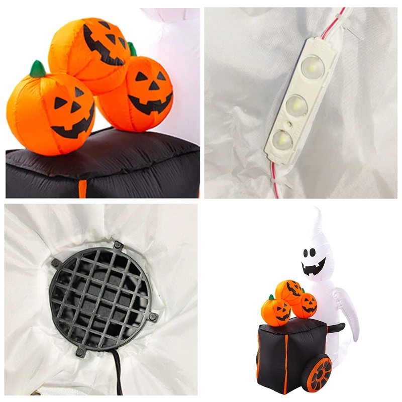 

Halloween Pumpkin Ghost Cart Inflatable Model with LED Light Decoration Props for Garden Courtyard Indoor EU / US / UK / AU Plug