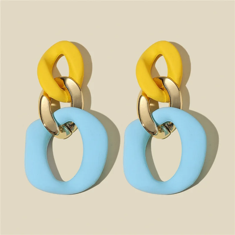 

Colorful Blue Geometric Acrylic Statement Drop Earrings for Women Resin 925 Sterling Dangle Earrings 2021 Brincos Jewelry