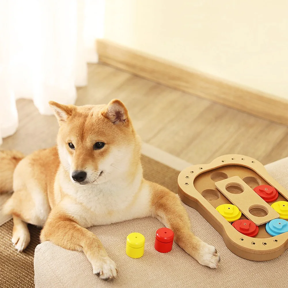 Wooden Dog Puzzle Toys Bone Paw Shape Fun Feeding Multi-functional Interactive Dogs For Pet Feeder IQ Training Educational | Дом и сад