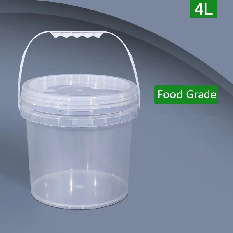4 Liter Round Plastic Bucket Airtight Sealing Liquid Storage Container Food Grade PP Material Pail Factory Packaging Bottle 1Pcs