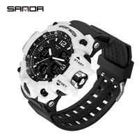 sanda top brand outdoor sports chronograph digital led watch luxury multifunctional mens waterproof luminous electronic watch