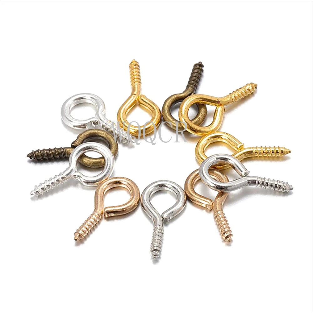 Маленькие крошечные мини-штифты Eyepins крючки петли винтовые резьбовые золотые