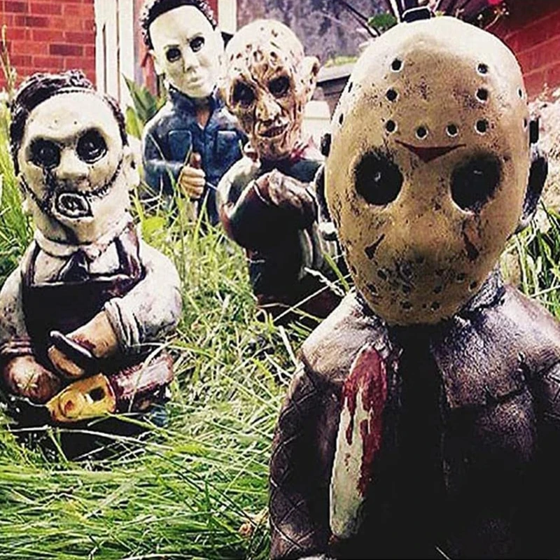 

Garden Statue Resin Halloween Killer Gnome Sculpture Zombie Ornament for Indoor Outdoor Yard Patio Decor