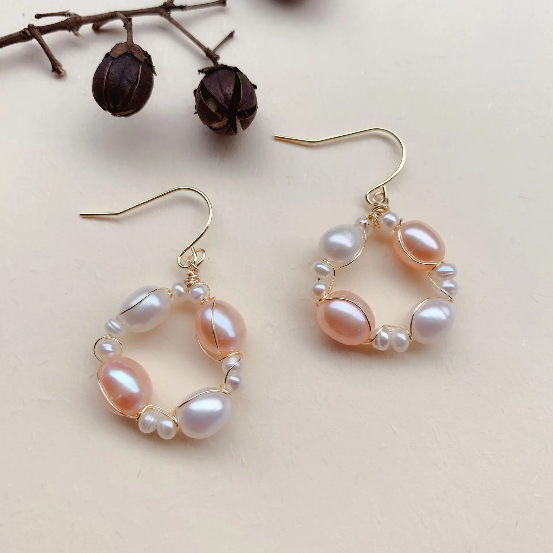 Золотые Винтажные серьги из натурального жемчуга в Корейском стиле для женщин