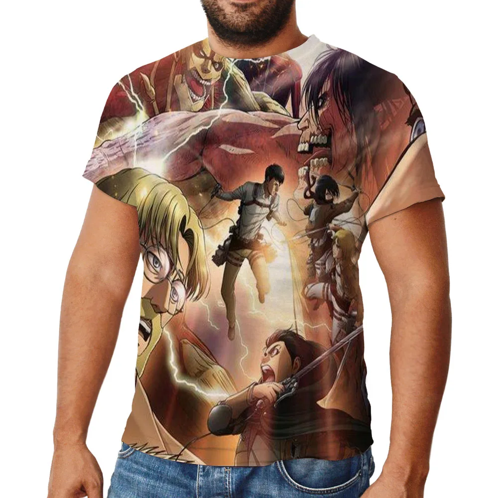 

2021 Fashion Giant 3D Printed T-shirt Anime Attack T-shirt Women's Anime T-shirt Oversized T-shirt Men Funny Kids Funko Pop Top