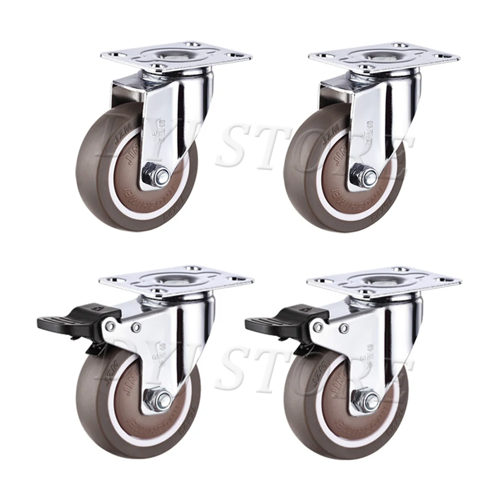Колесо для мебели поворотное на 360 градусов с верхней пластиной без шума тележек