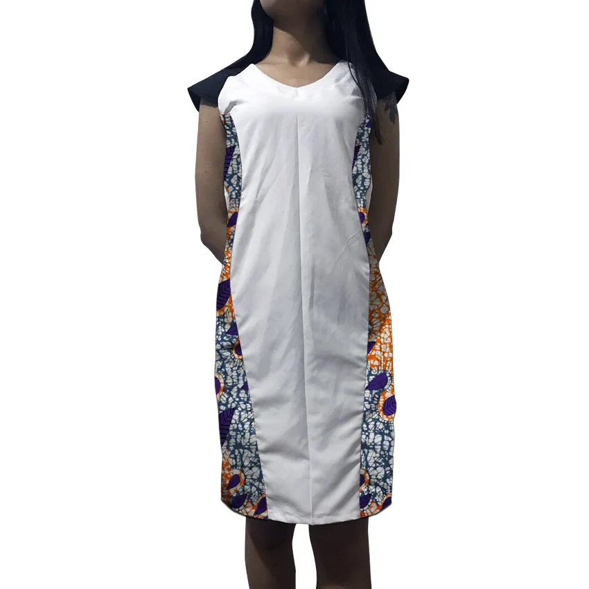 Элегантное Дашики платье на заказ женская одежда Анкары белый/воск лоскутное