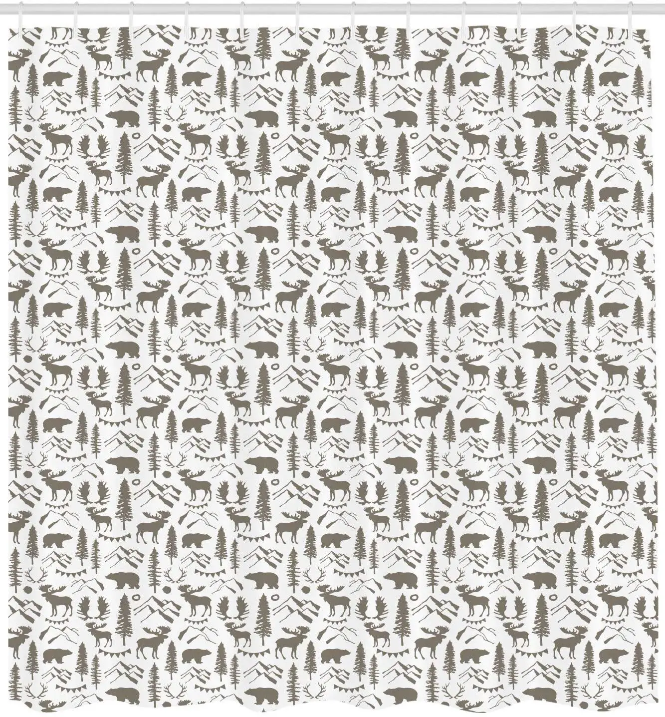 Northwoods занавеска для душа лес элементы с медведем лося деревья и горы дикая