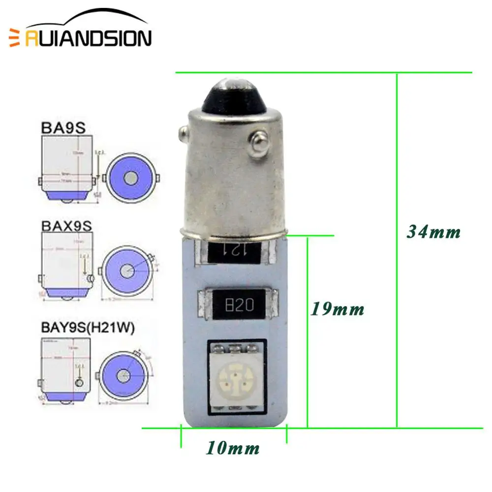 Canbus 2 шт. BAX9S светодиодный AC12V светильник H6W 5050SMD Ламповые индикаторы Внутреннее освещение без ошибок светодиодный автомобильный светильник автолампа Янтарный