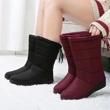 Waterproof Snow Boots Women Boots Mid-Calf Winter Shoes For Women Shoes Fur Warm Female Boots Lightweight Platform Shoes Female