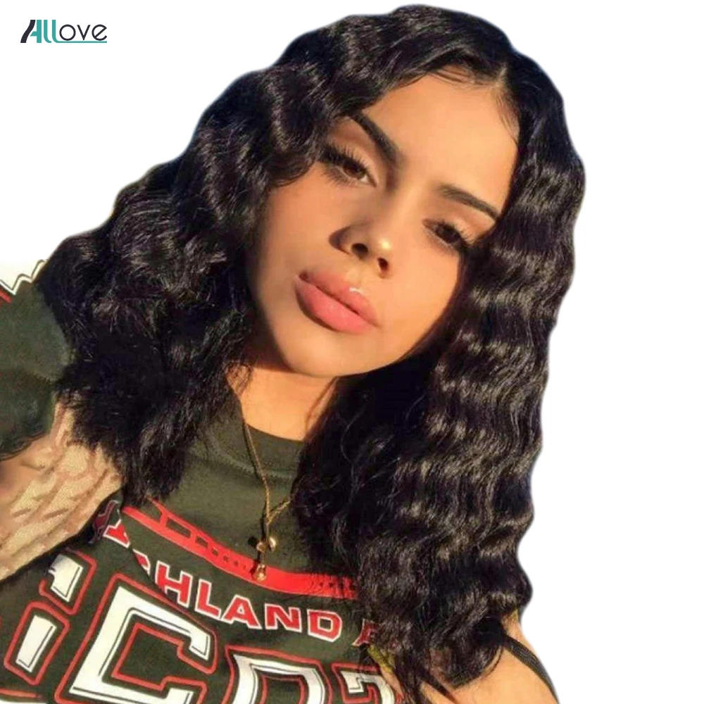 

Allove бразильские свободные волнистые кружевные волосы, NON-REMY, средняя часть, человеческие волосы с детскими волосами