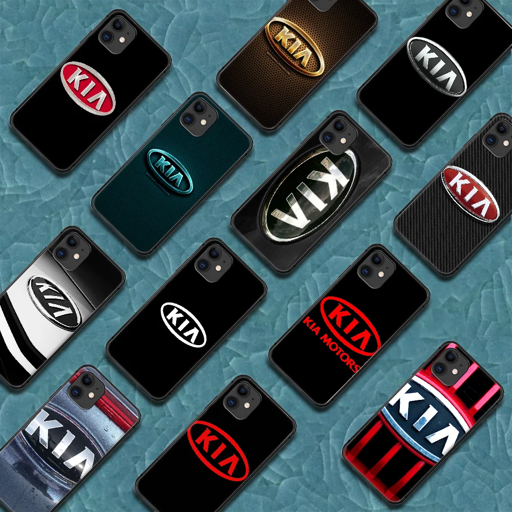

KIAs Car Logo Phone Case For Iphone 5 5S SE 2020 6 6S 7 8 Plus 11 12 Mini X XS XR Pro Max black Hoesjes Soft Prime Fashion Cell