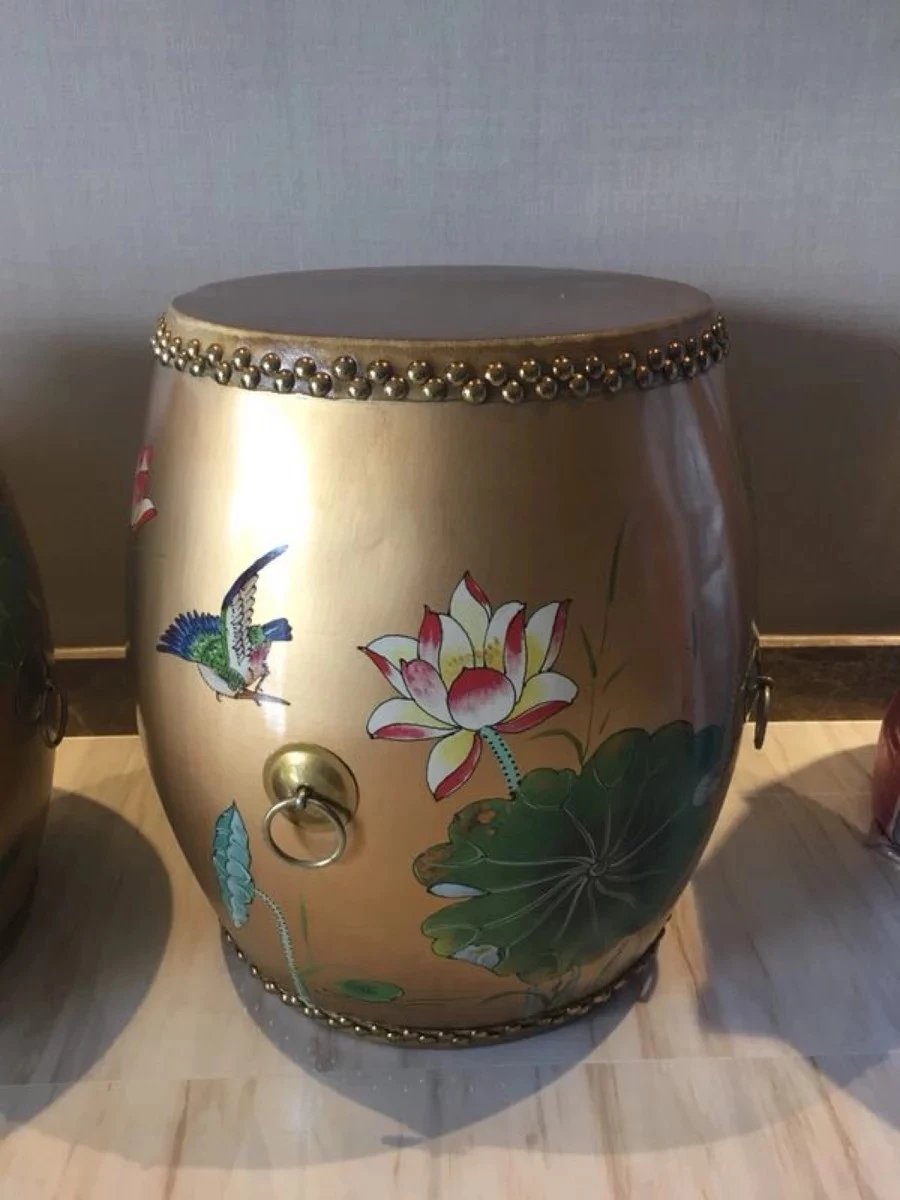 

Drum stool new Chinese furniture solid wood shoes leather drum painting sitting pier dressing