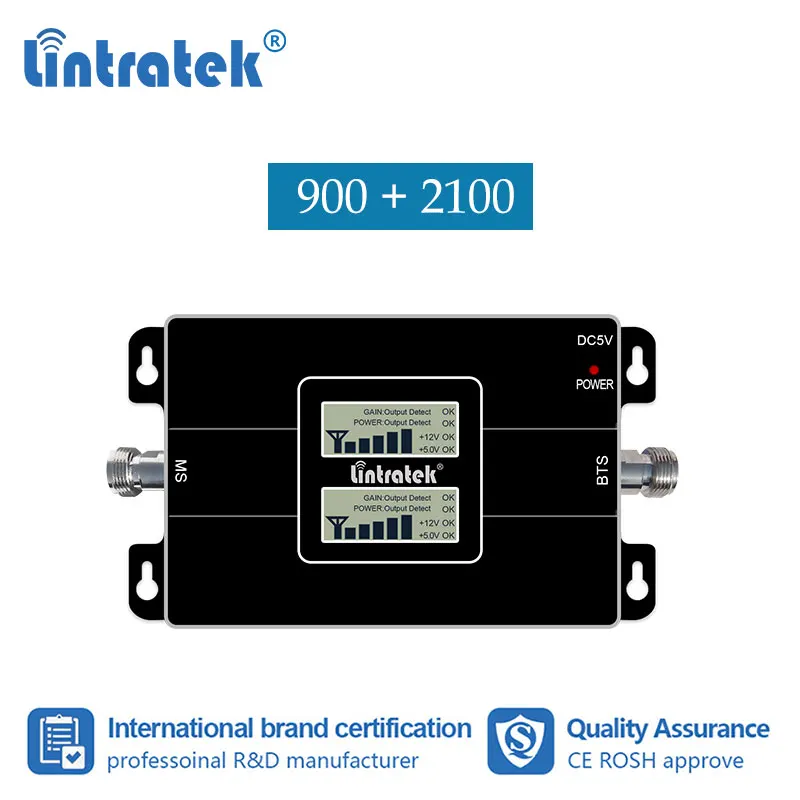 Lintratek 2G 3g сигнал 900 mhz 2100 двухдиапазонный усилитель сигнала ЖК дисплей GSM WCDMA