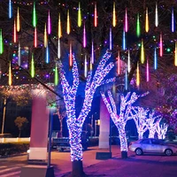 led christmas meteor shower lights waterproof solar powered shower rain string lights fairy lights for garden yard decor
