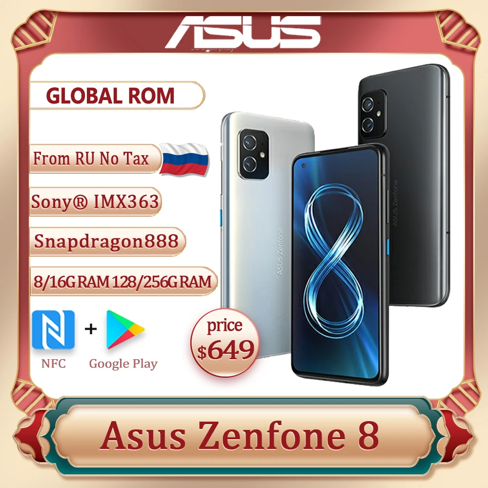 

2021 NEW ASUS Zenfone 8 Global Version Snapdragon 888 8/16GB RAM 128/256GB ROM IP68 Water-Proof Android OTA 5G Cellphone
