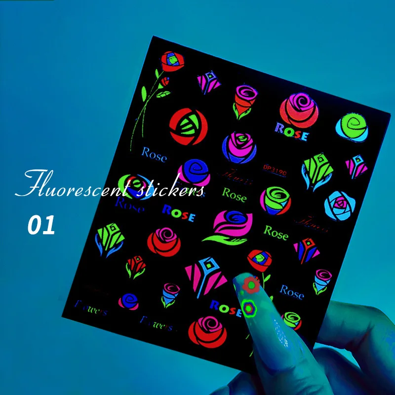 

Nail Decals Fluorescent Color Five-pointed Star Bow Decals Water Transfer Sliders Nail Accesoires Nail Lot Nail Art Decorations