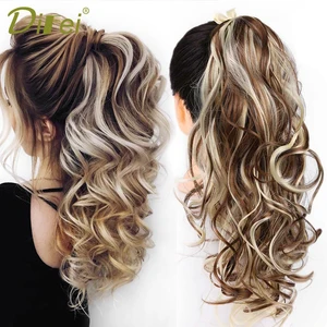 22-дюймовый длинный волнистый синтетический конский хвост для наращивания волос на зажимах, термостойкие кусочки волос