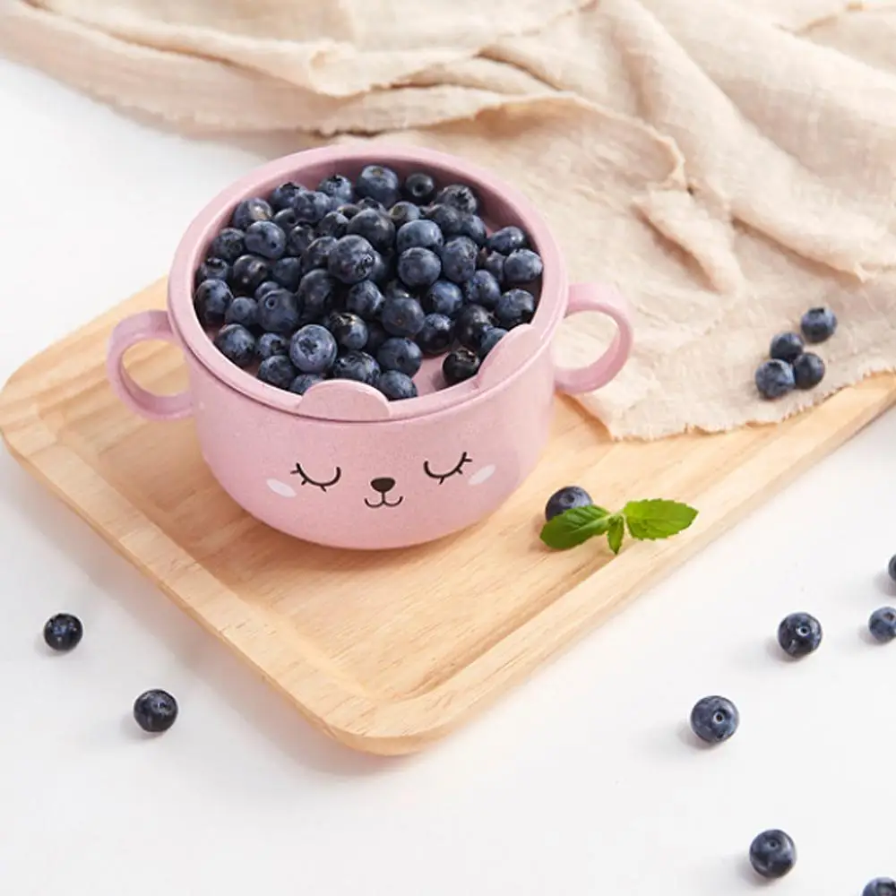 

Cute Cartoon Baby Feeding Bowl Kids Wheat Straw Dishes Children Food Container Infant Feeding Bowl Tableware 3 Colors