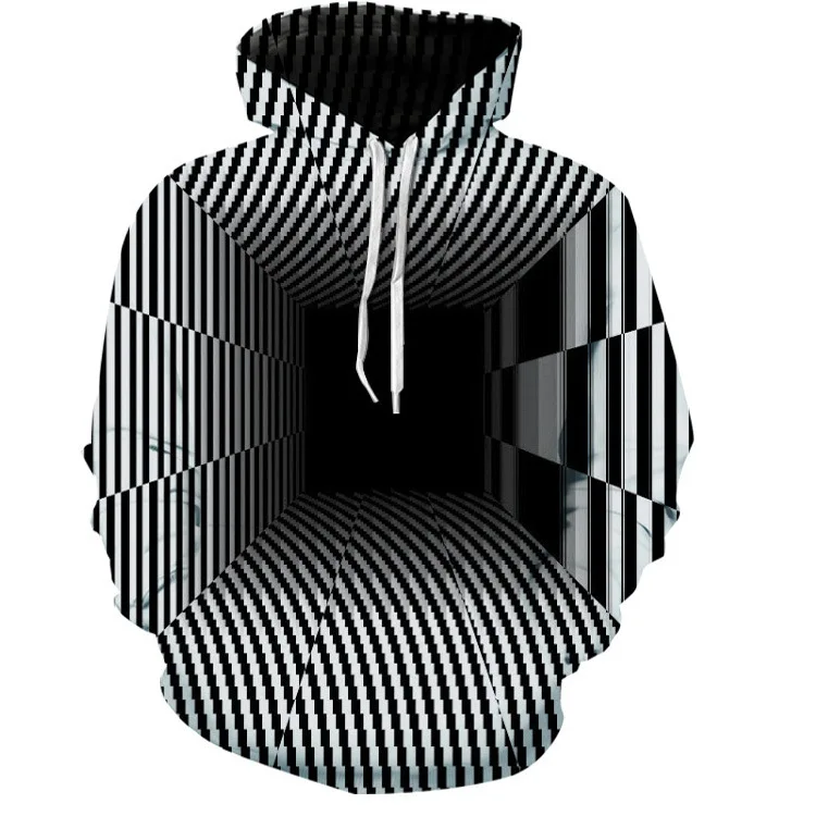 Забавные Для мужчин толстовки с капюшоном Толстовка Творческая 3d печати Черный и