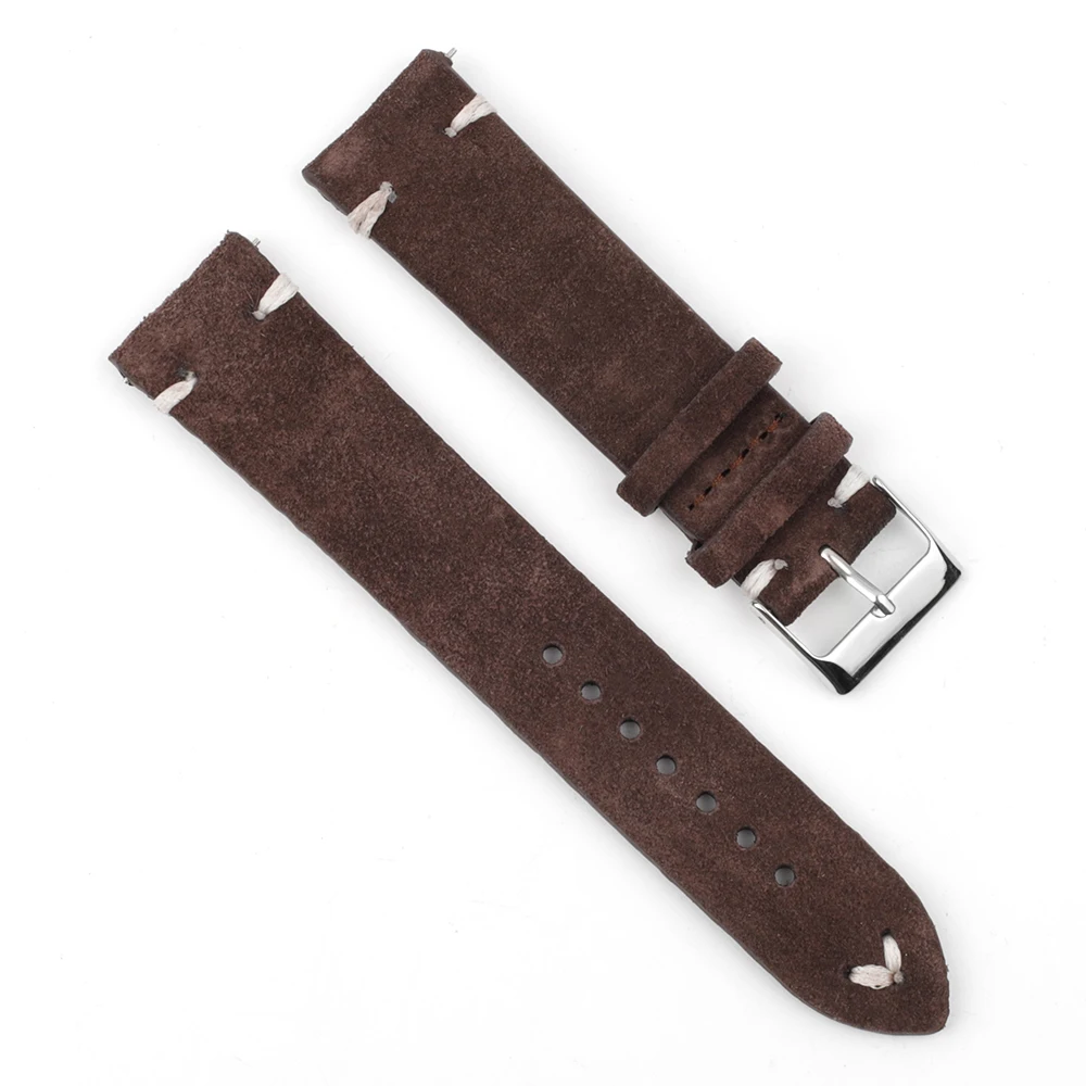 

Handmade Brown Suede Leather Strap Comfort 18mm 20mm 22mm 24mm Unisex Watchband High Quality Strap