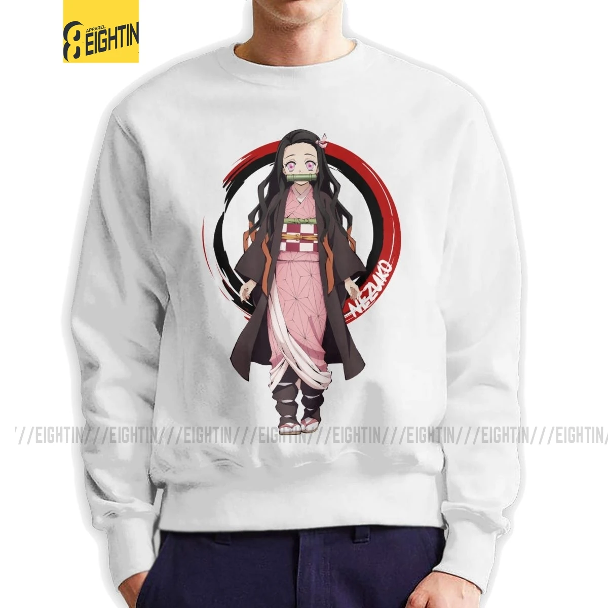 Свитшот Nezuko мужской из чистого хлопка легкий пуловер с капюшоном в стиле аниме
