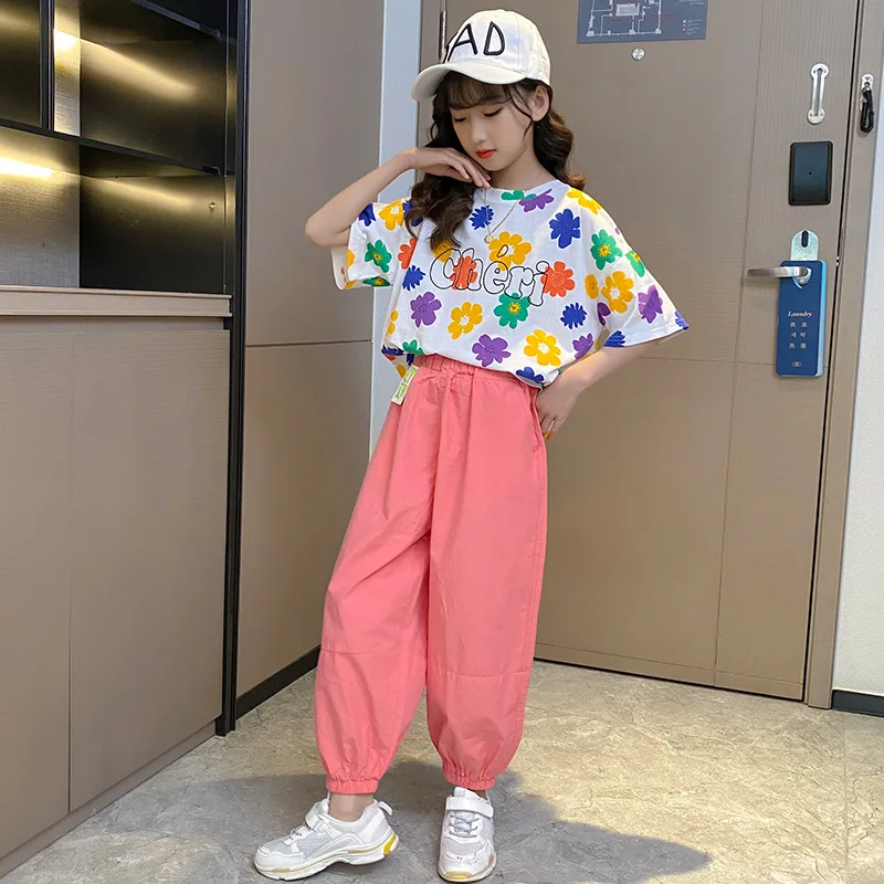 

Футболка с коротким рукавом и штаны для девочек 4-14 лет