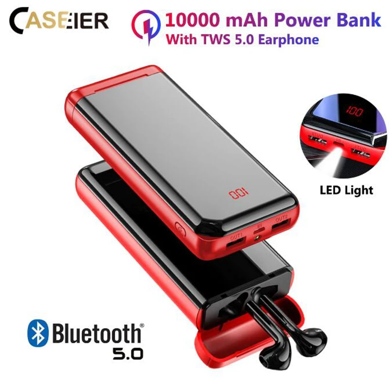 Внешний аккумулятор CASEIER на 10000 мА · ч с поддержкой Bluetooth 5 0 и наушниками|Внешние