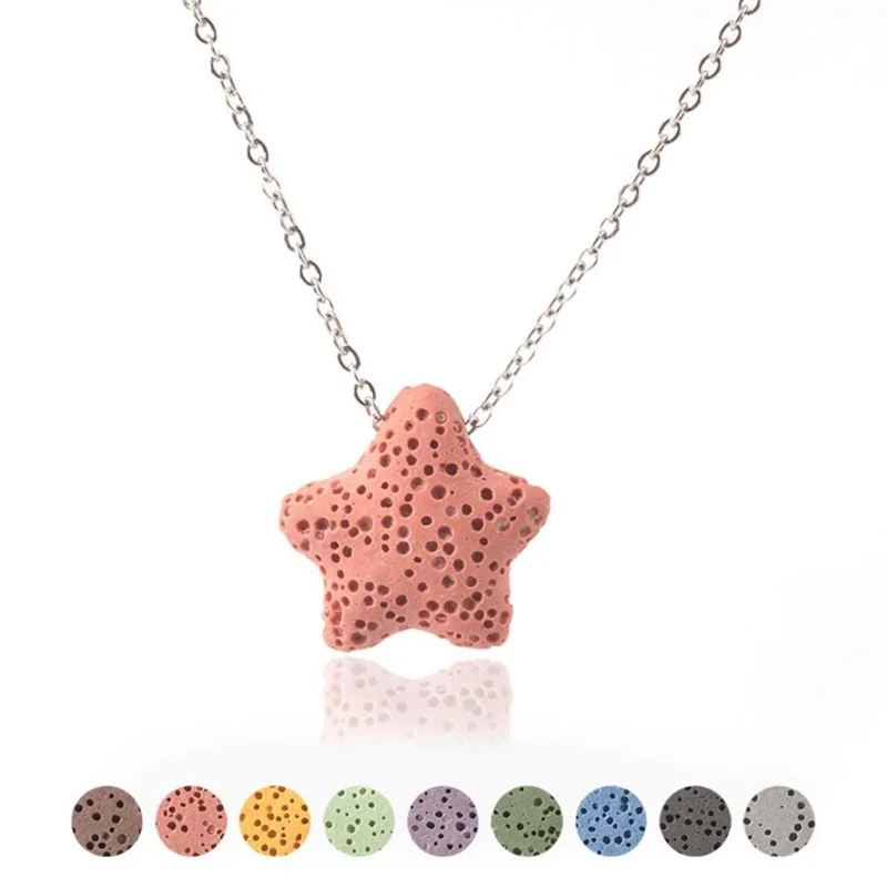 Красочные Звезды Лава камень эфирное масло диффузор ожерелье Ароматерапия
