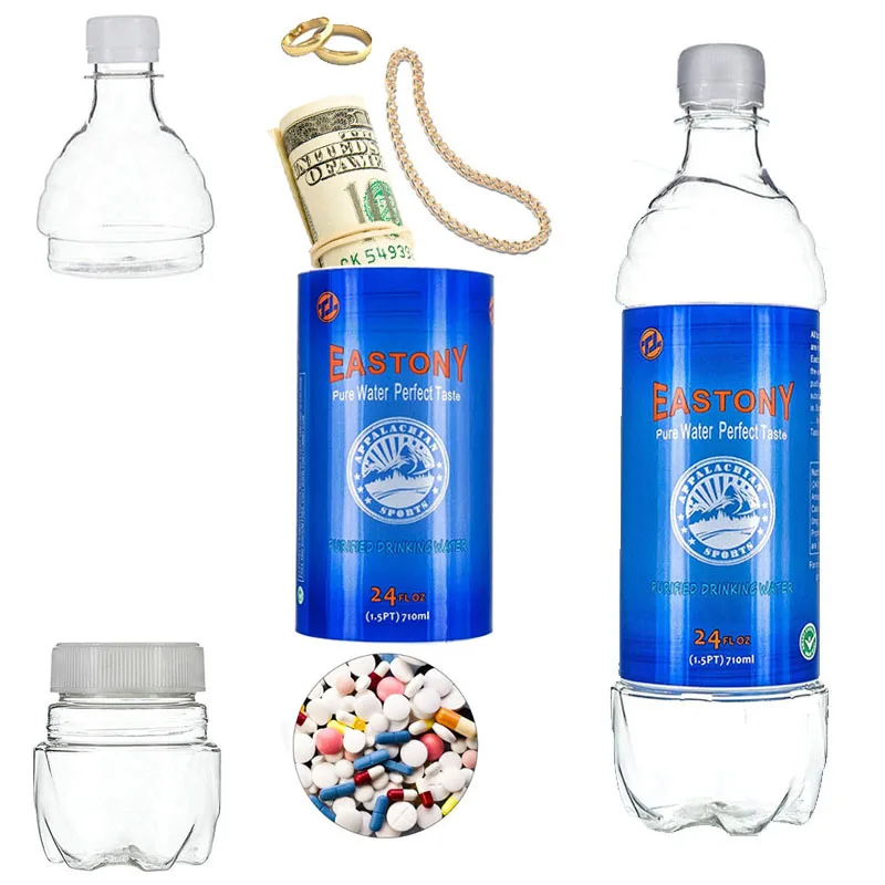 

750ml Diversion Water Bottle Portable Water Bottle Secret Stash Pill Organizer Can Safe Hiding Spot for Money Bonus Key Ring Box
