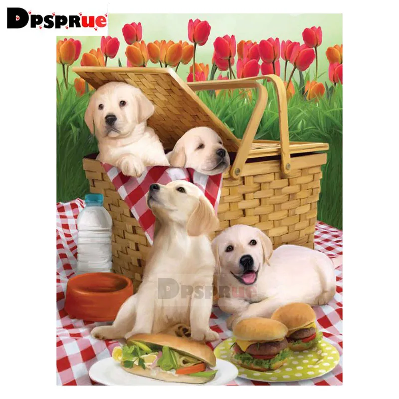 

Полноразмерная/круглая алмазная живопись Dpsprue, вышивка крестиком, 3D вышивка «Собака», «сделай сам», 5D Moasic, домашний декор, подарок D21