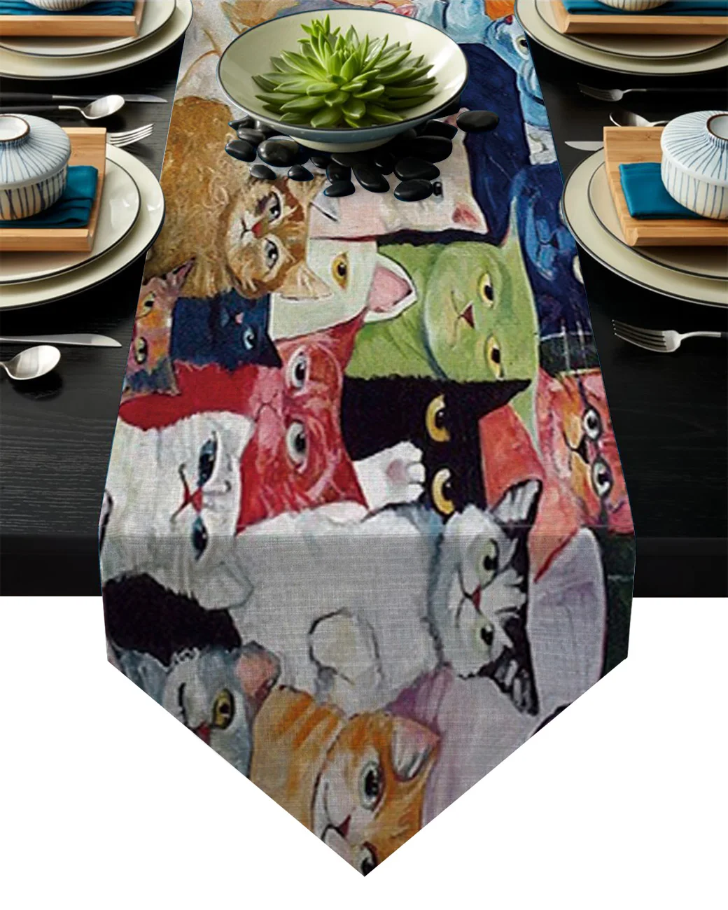 Группа кошек настольные бегуны Рождественский стол украшения для дома вечерние