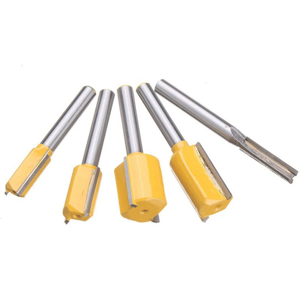 5 шт. фрезерный станок прямые фрезы набор 1/4 &quotхвостовик прямая обрезка