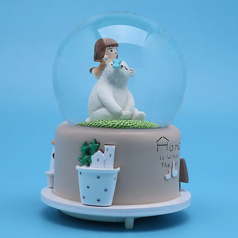 Милый замок с маленькой девочкой белый медведь украшение для дома хрустальный
