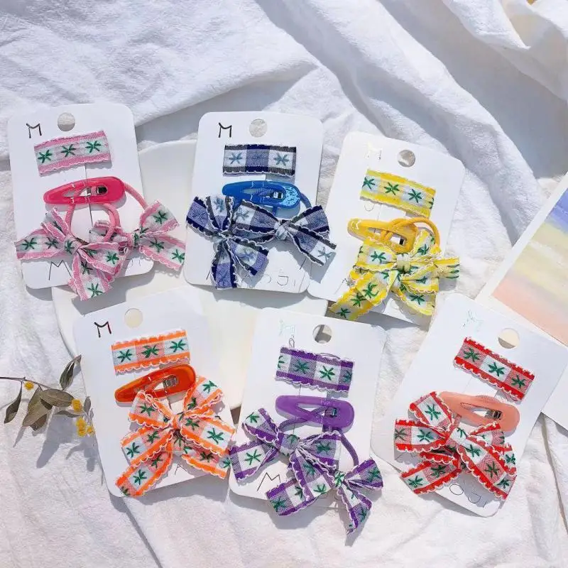 Pinzas para el pelo con estampado Floral de estilo coreano para ni&ntilde;a, accesorios para el cabello para beb&eacute;, bonitos agarres para el cabello, ropa para el cabello, pasadores para ni&ntilde;os, 4 Uds.-0