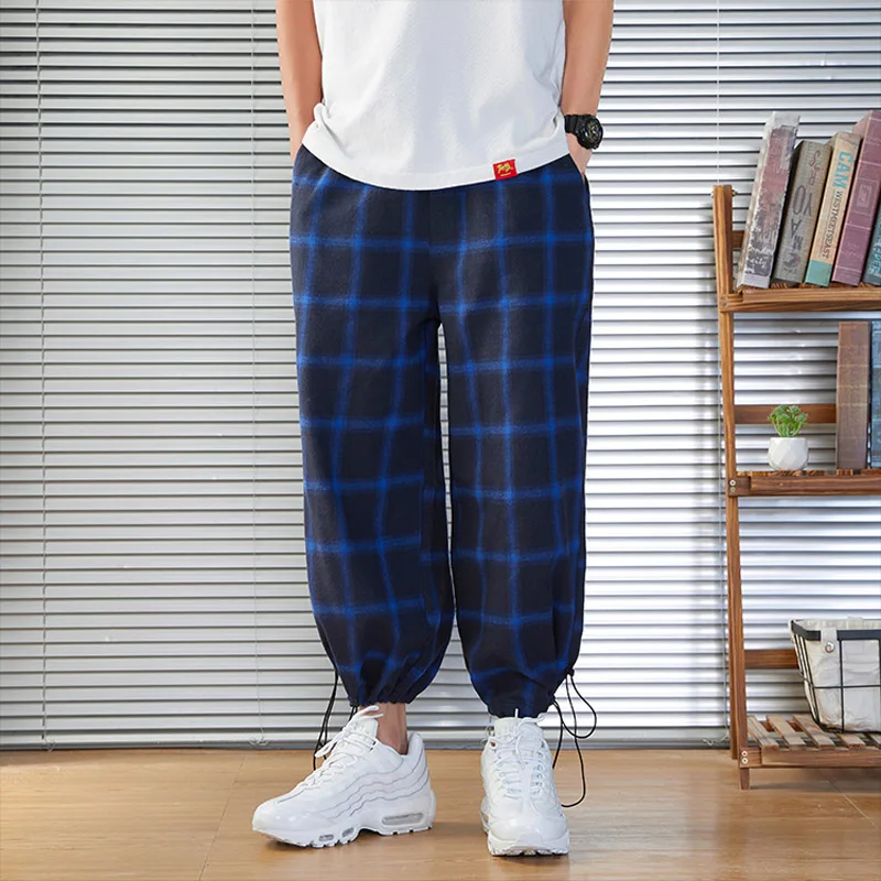 Мужские тренировочные брюки клетчатые уличные джоггеры мужские хлопковые