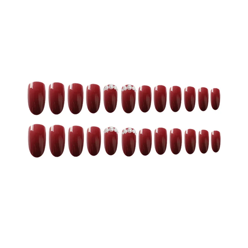 24 шт. блестящие накладные ногти с красными бриллиантами | Красота и здоровье