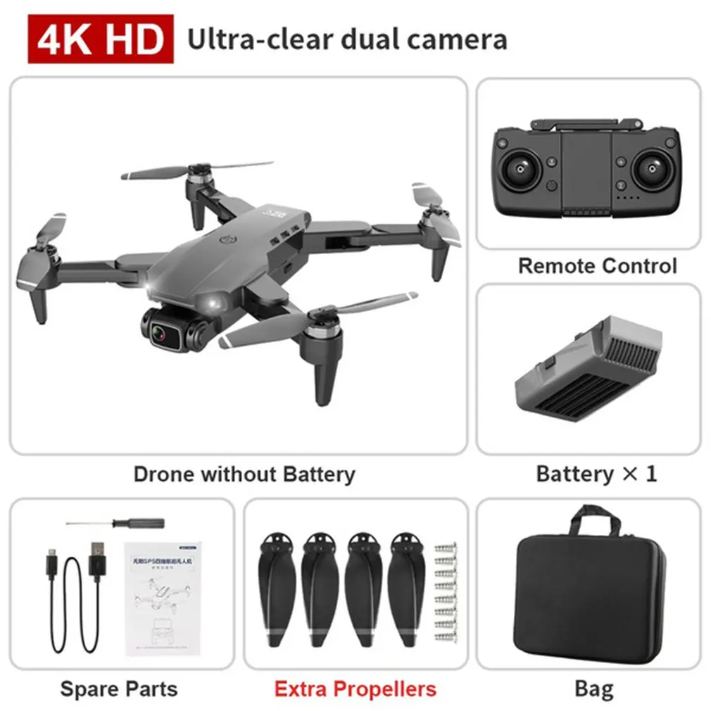 

L900 pro 4K HD Двойная камера с GPS WIFI FPV передача в реальном времени бесщеточный двигатель дистанция rc 1,2 км Профессиональный Дрон