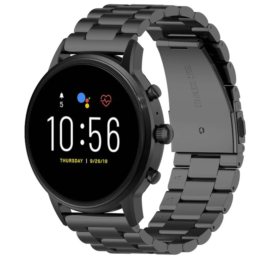 22 мм ремешок из нержавеющей стали для Fossil Gen 5 Carlyle HR/Julianna HR группы Sport 43 мм/Q