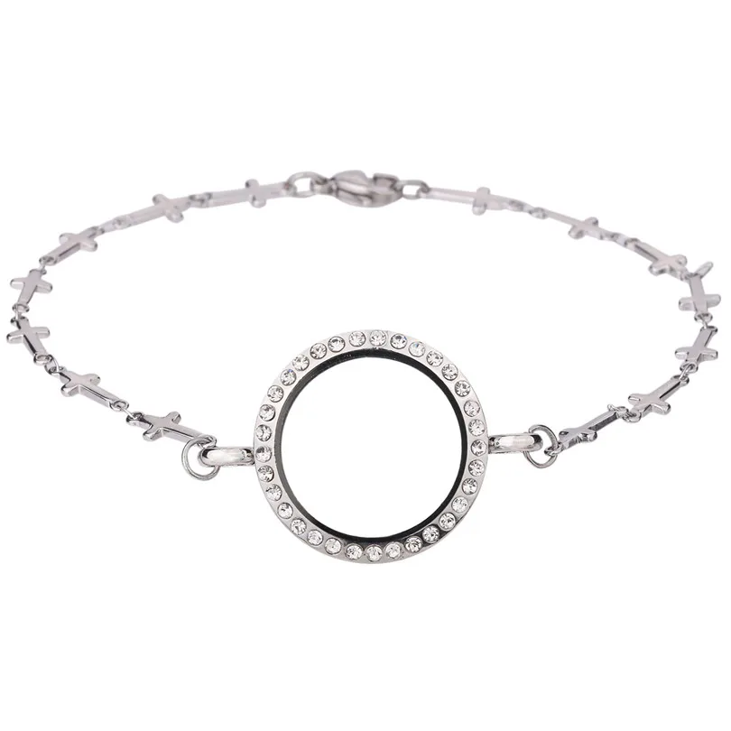 

5pcs/lot 5mm Cross living memory 30mm locket bracelet crystal Glass locket bangle for Floating charms Jewelry
