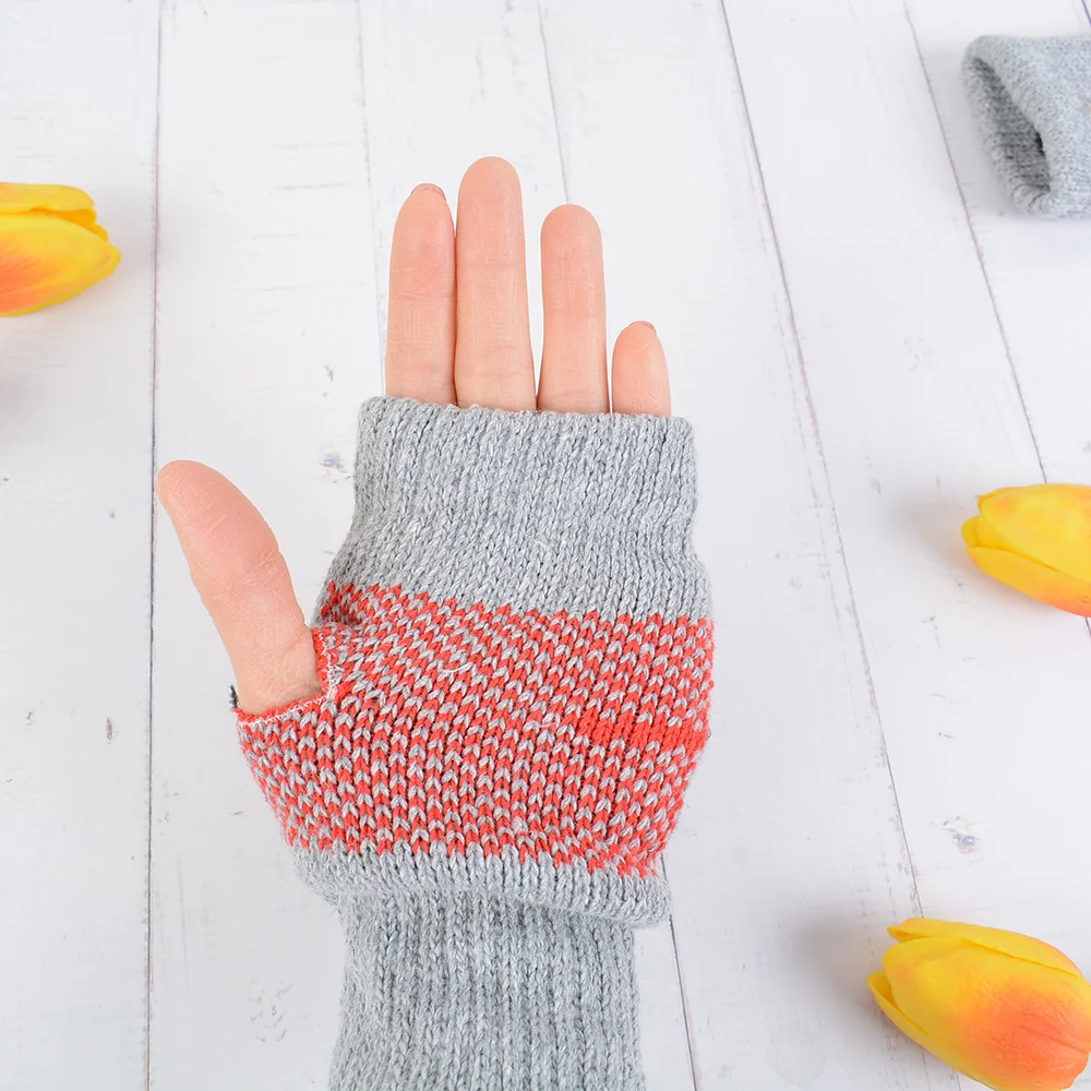 

New Thicken Plush Outdoor Fingerless Five-Pointed Star Pattern Man Women Winter Gloves Playing Mobile Phone Cycling Camping